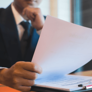 man reviewing documents