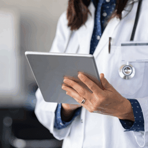 doctor holding a tablet